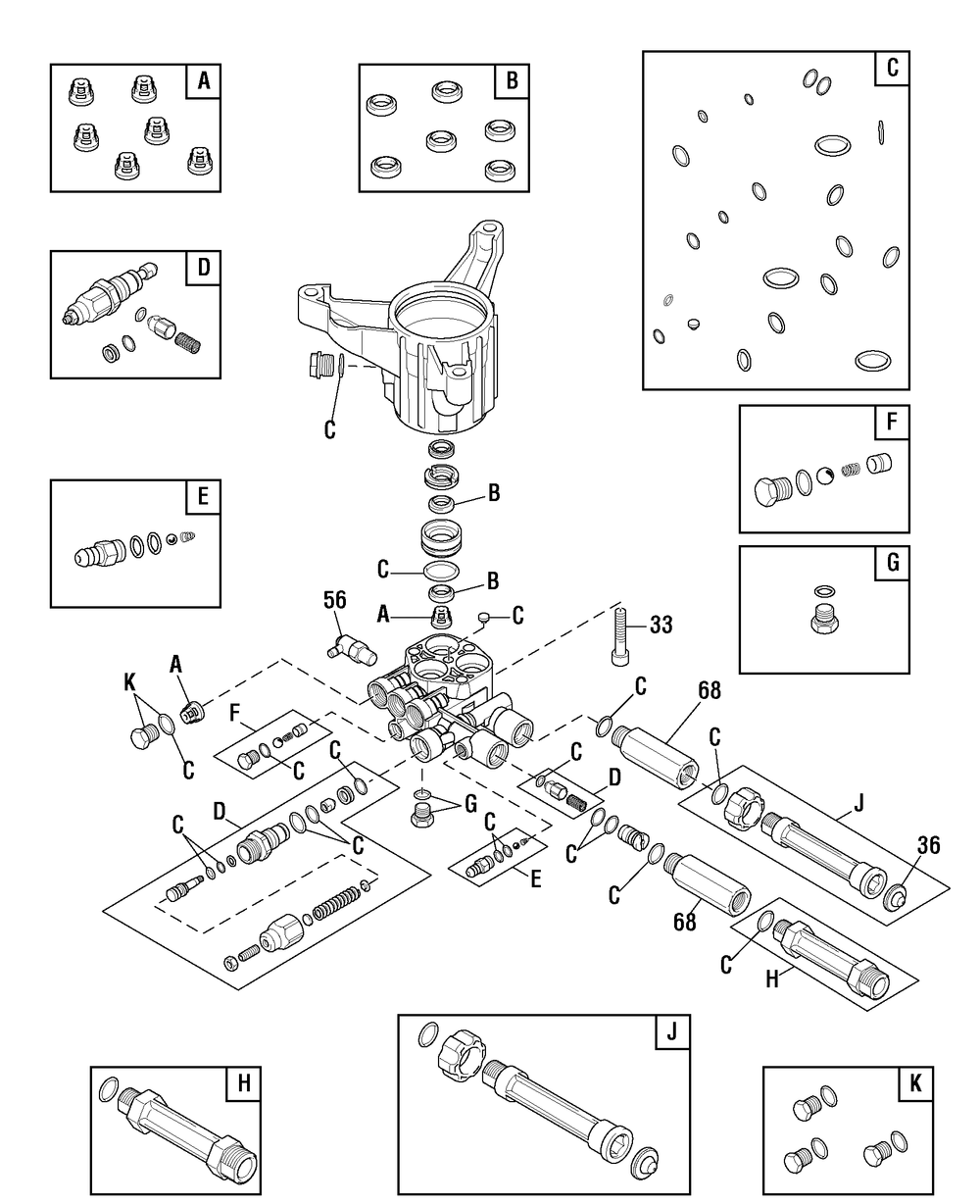 Pump (80011012) Diagram and Parts List for 020664-01  Briggs and Stratton Pressure Washer